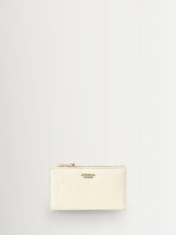 Aspinal of London White Mayfair Coin & Card Wallet Pnt Croc Leather