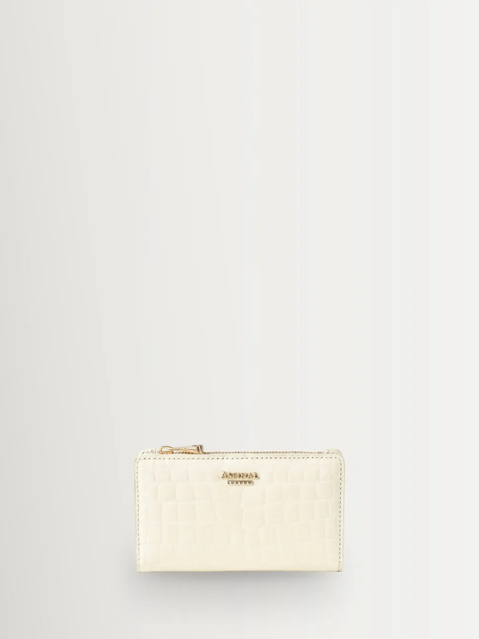 Aspinal of London White Mayfair Coin & Card Wallet Pnt Croc Leather
