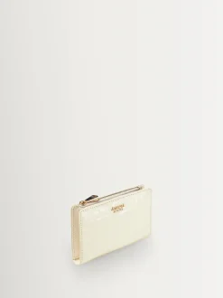 Aspinal of London White Mayfair Coin & Card Wallet Pnt Croc Leather