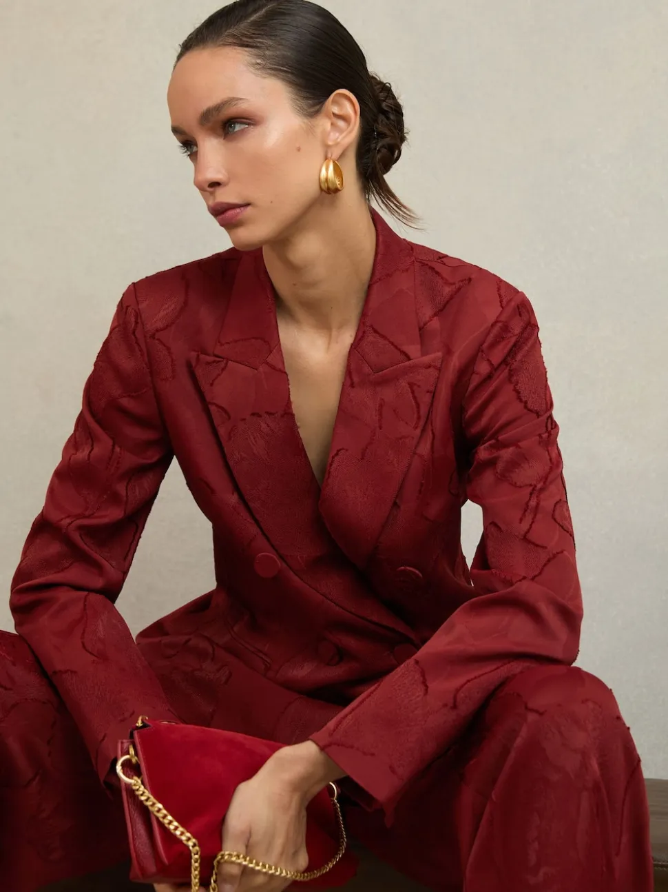 Atelier Red Ottelie Atelier Jacquard Double-Breasted Blazer