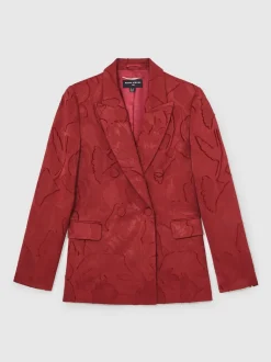 Atelier Red Ottelie Atelier Jacquard Double-Breasted Blazer