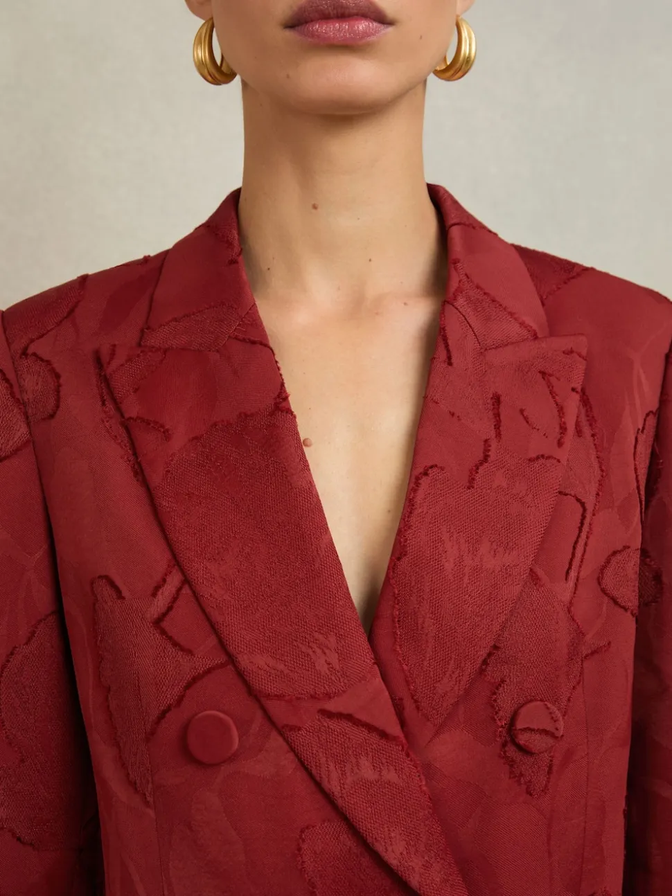 Atelier Red Ottelie Atelier Jacquard Double-Breasted Blazer