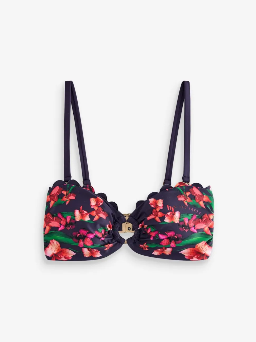 B by Ted Baker Navy Floral Halterneck Bandeau Bikini Top