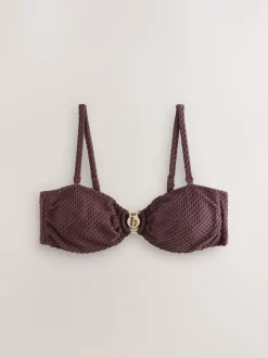 B by Ted Baker Non Padded Underwired Chocolate Brown Lurex Bikini Top