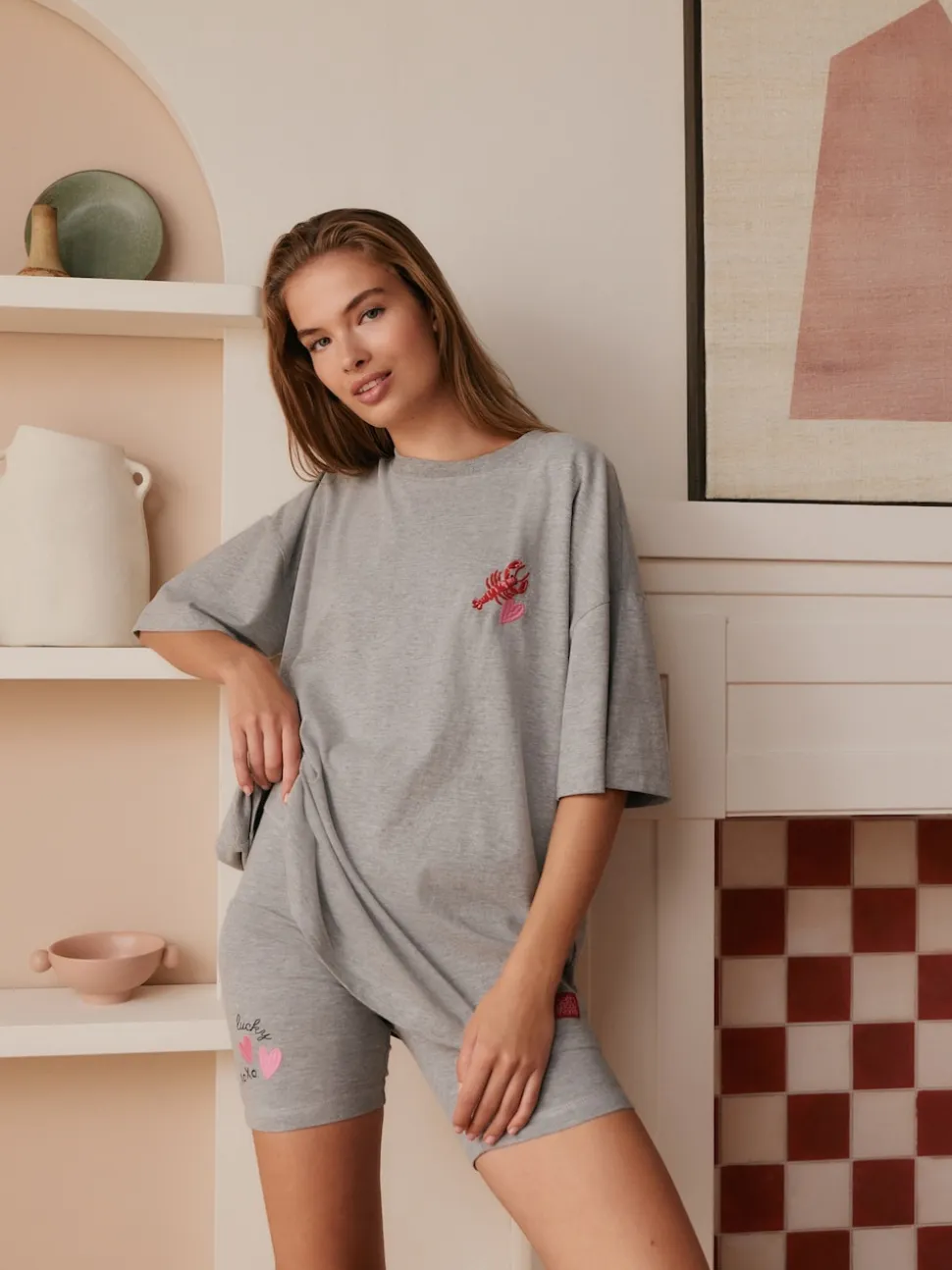 Bath & Body Works Grey Cycling Short Pyjamas Set