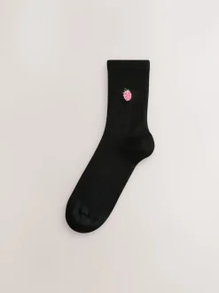 Berries Embroidered Motif Ankle Socks 4 Pack