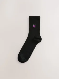 Berries Embroidered Motif Ankle Socks 4 Pack