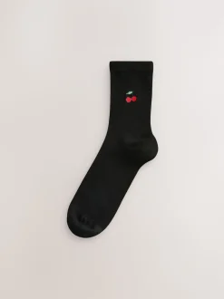 Berries Embroidered Motif Ankle Socks 4 Pack