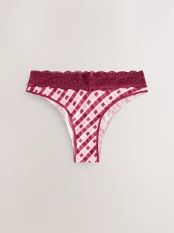 Berry Bow Print Extra High Leg Cotton Lace Knickers 4 Pack