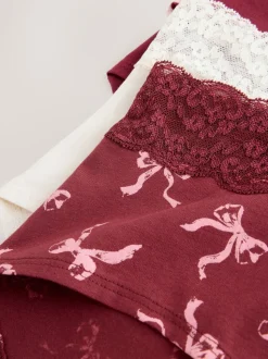 Berry Bow Print Midi Cotton Lace Knickers 4 Pack