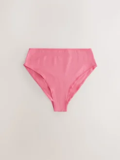 Berry Pink High Waist High Leg Cotton Rich Knickers 5 Pack