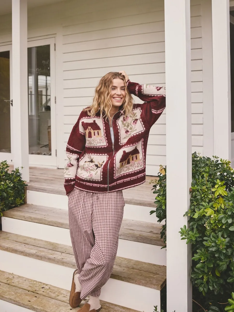Berry Pink House Knit Cottage Cardigan