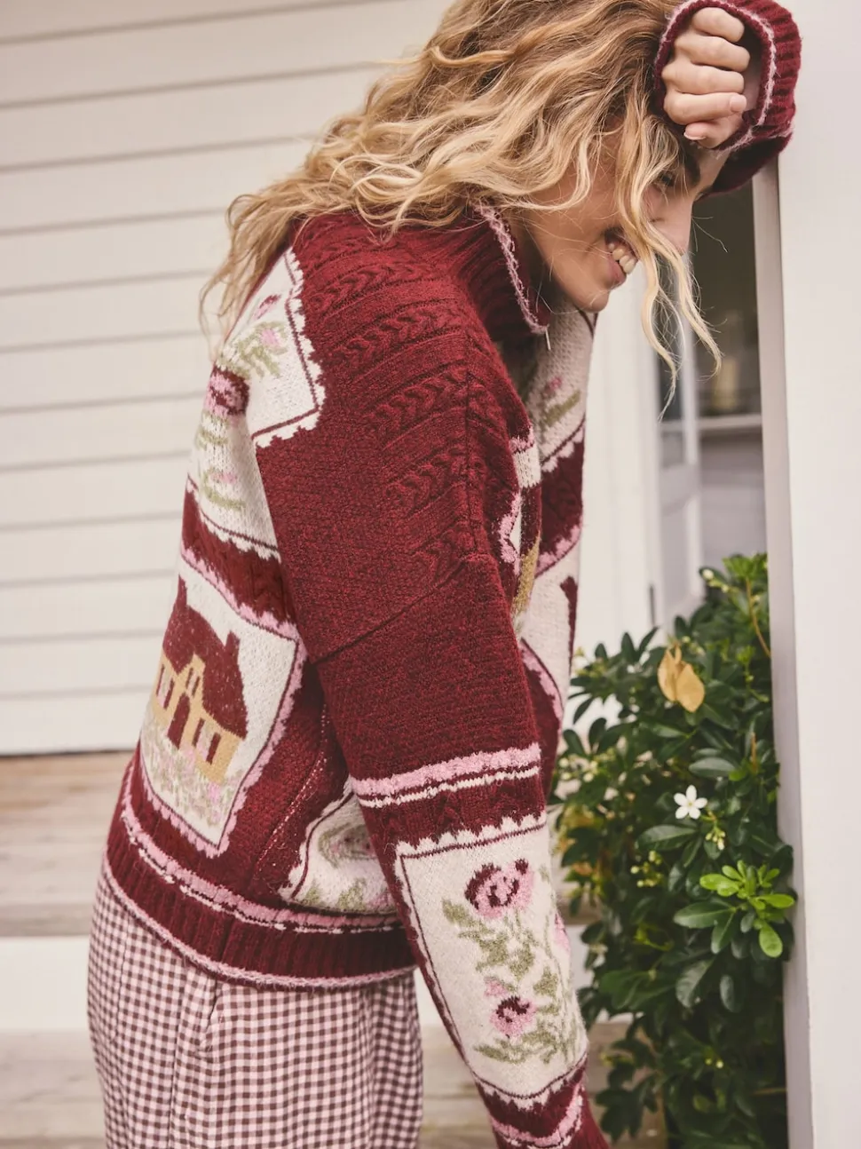 Berry Pink House Knit Cottage Cardigan