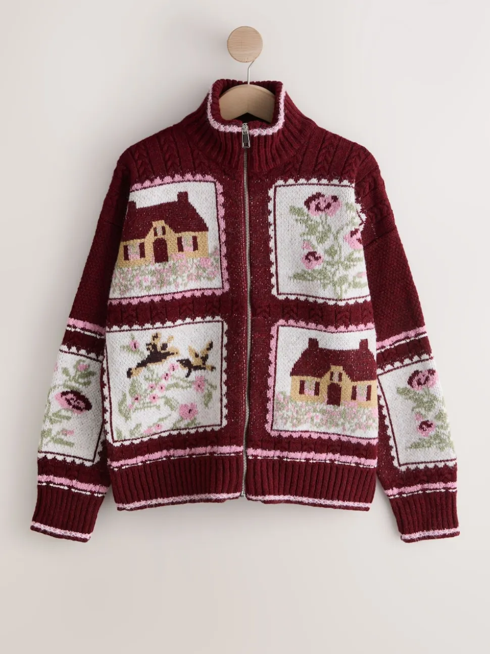 Berry Pink House Knit Cottage Cardigan