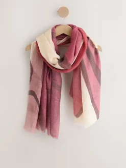 Berry Red Abstract Lightweight Scarf