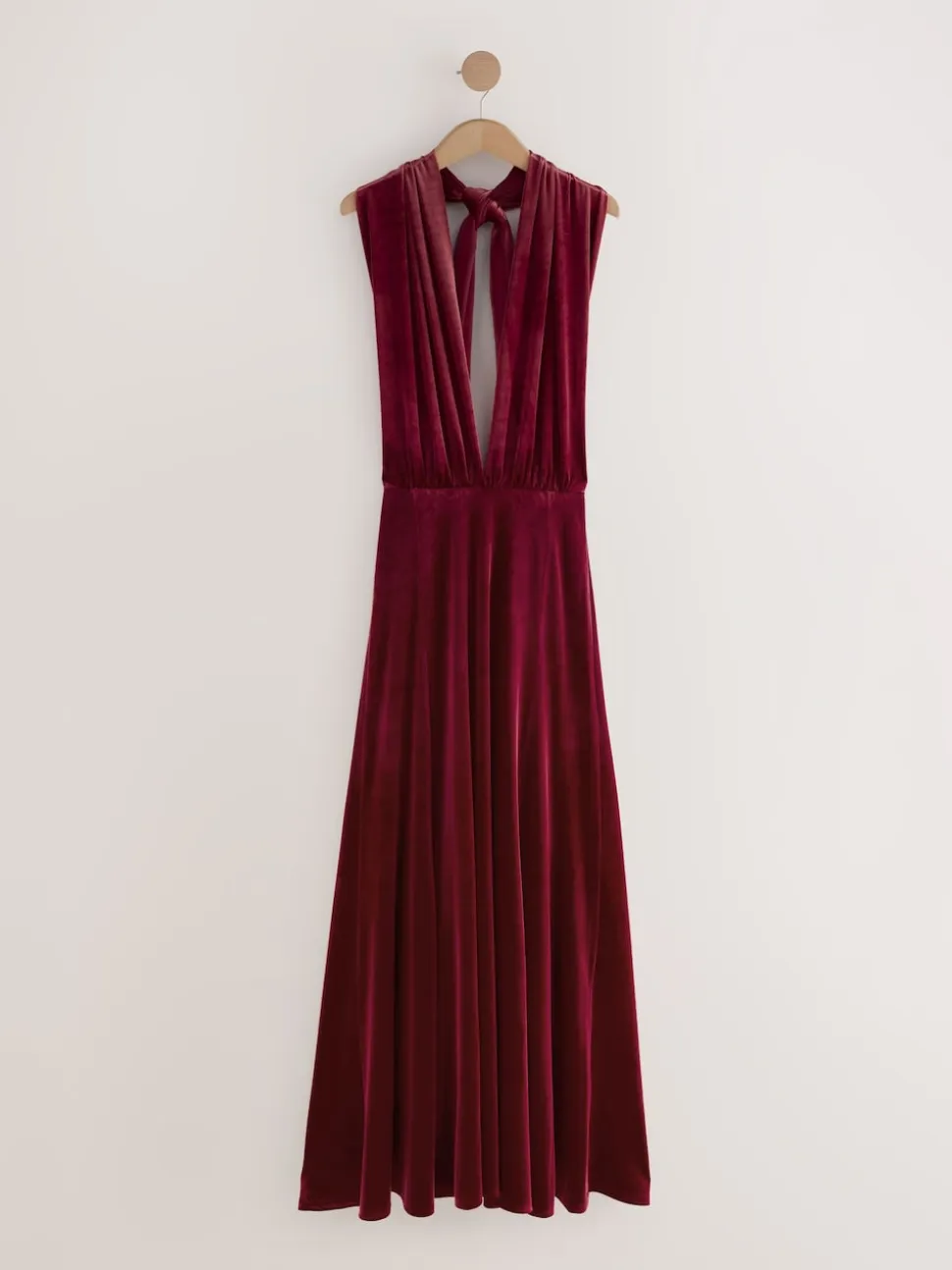 Berry Red Bridesmaid Velvet Multiway Maxi Dress
