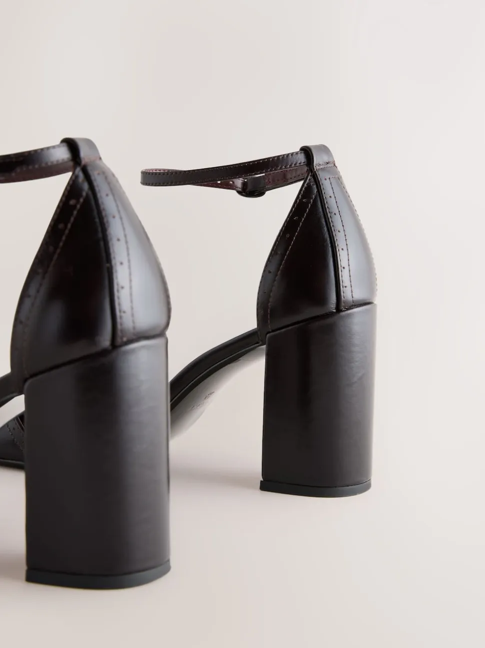 Berry Red Forever Comfort® Leather Block Heels With Ankle Strap