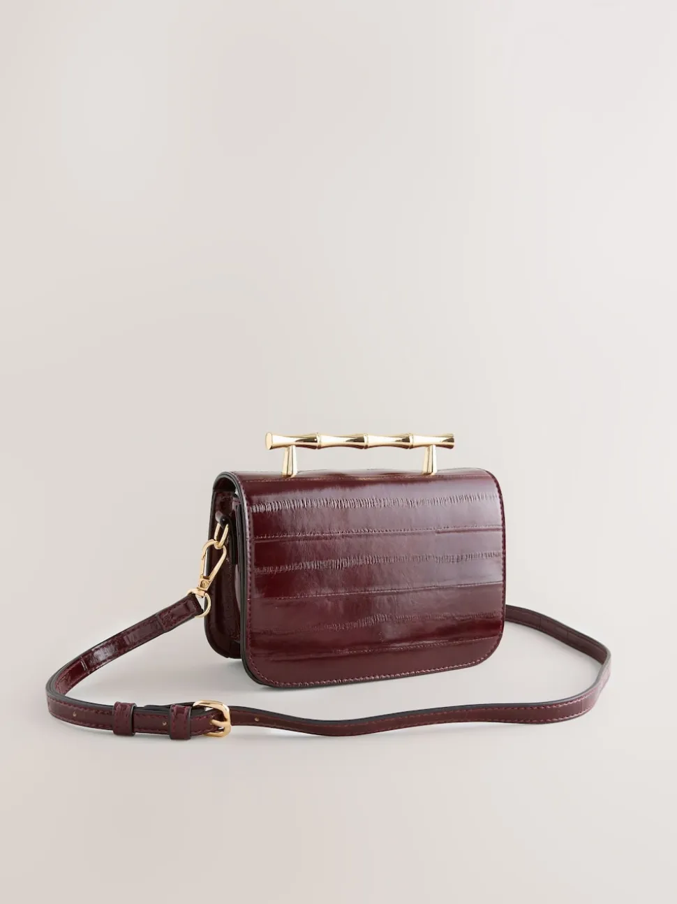 Berry Red Gold Hardware Top Handle Bag