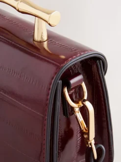 Berry Red Gold Hardware Top Handle Bag