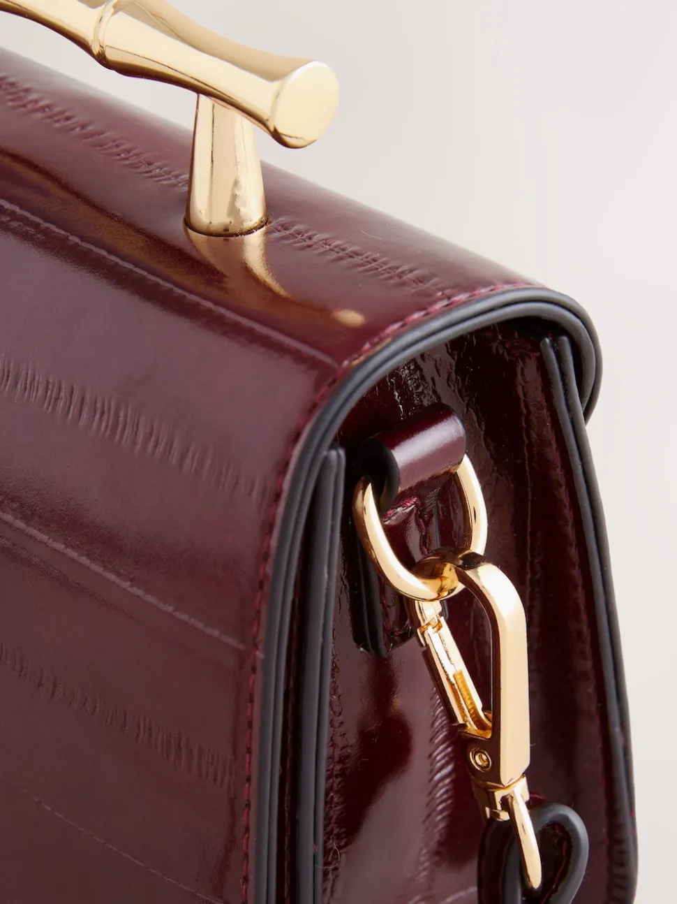 Berry Red Gold Hardware Top Handle Bag