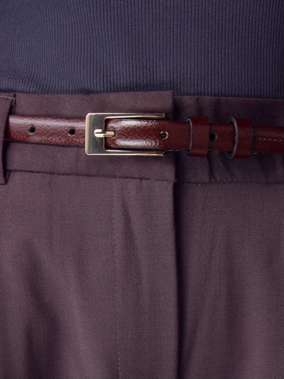 Berry Red N. Premium Skinny Made In Italy Leather Belt