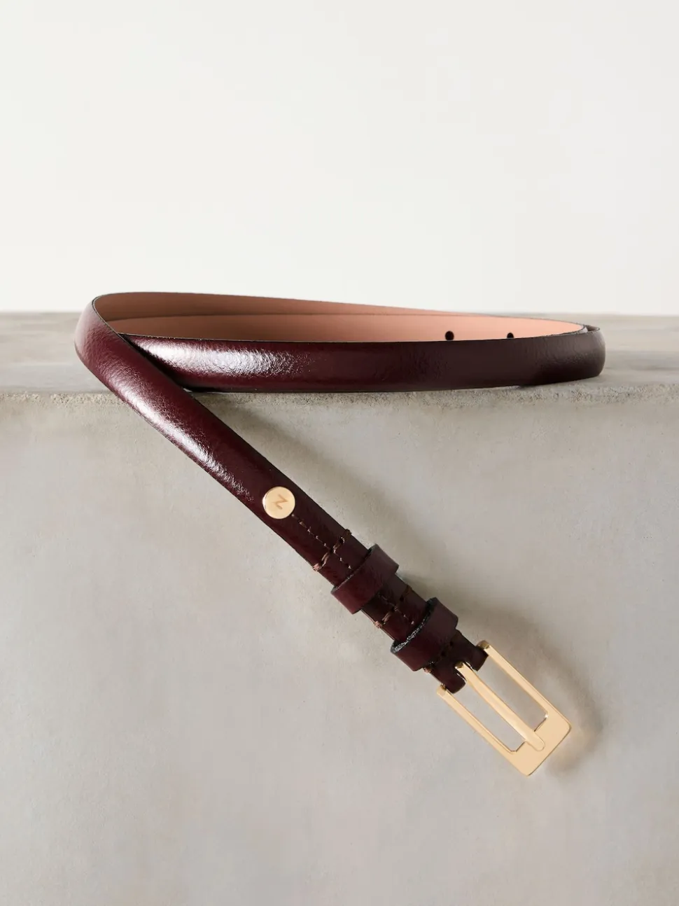 Berry Red N. Premium Skinny Made In Italy Leather Belt