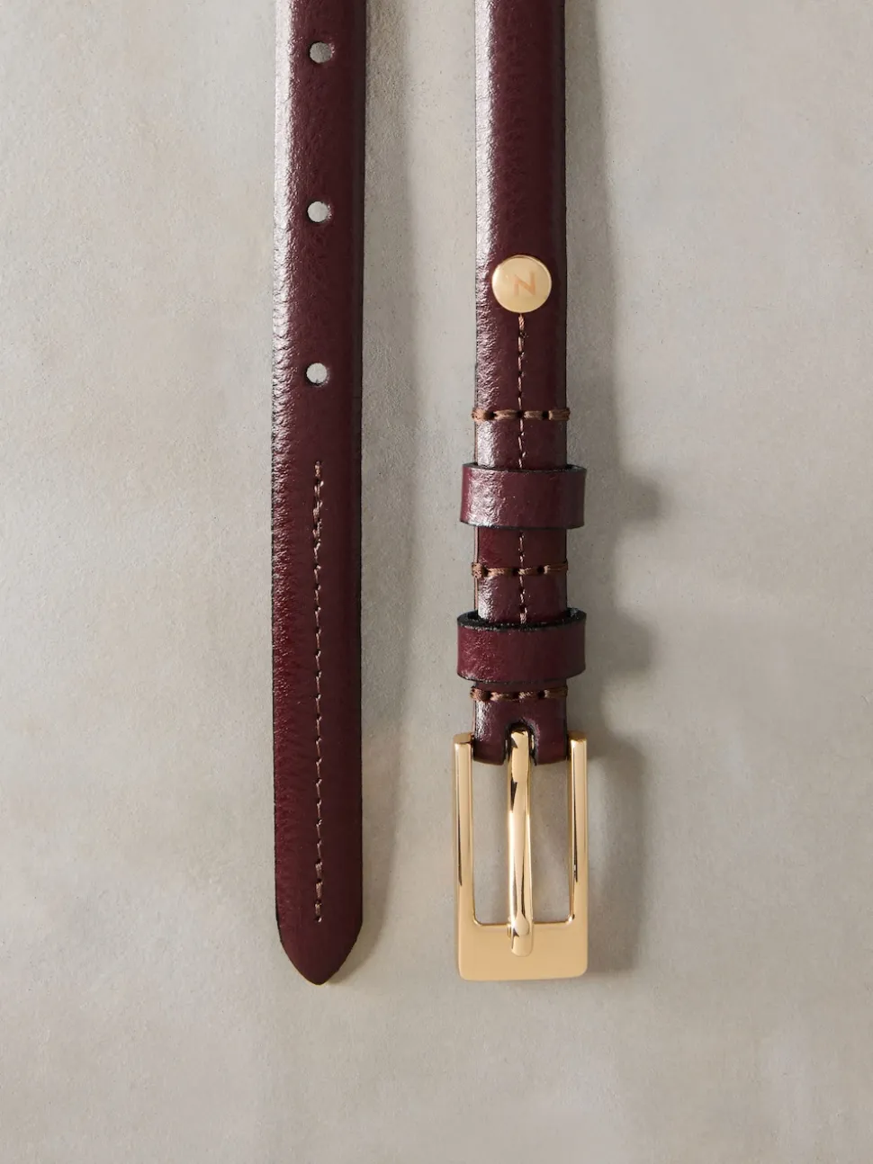 Berry Red N. Premium Skinny Made In Italy Leather Belt