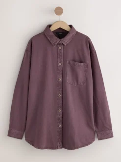 Berry Red Oversize Denim Shirt