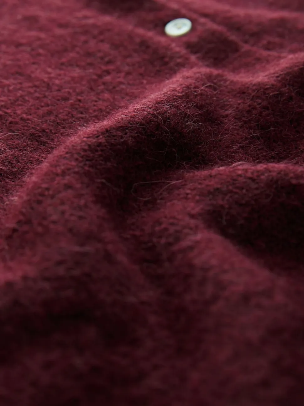Berry Red Soft Touch Crew Neck Knitted Cardigan With Wool