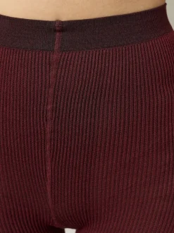 Berry Red Warm Handle Knitted Cable Tights 1 Pack