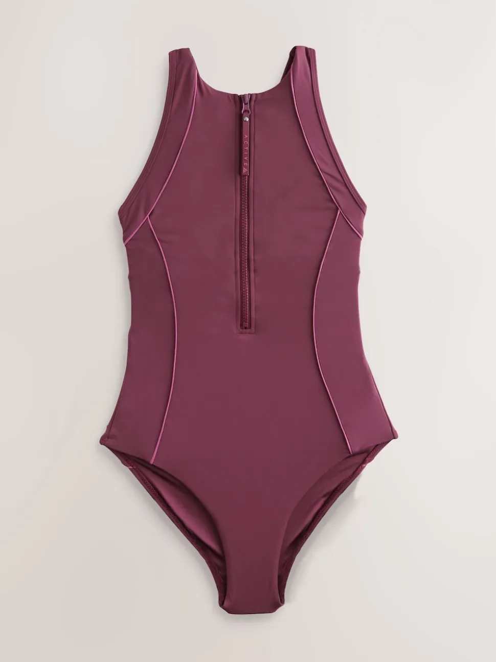 Berry Wine Active High Neck Tummy Control Swimsuit