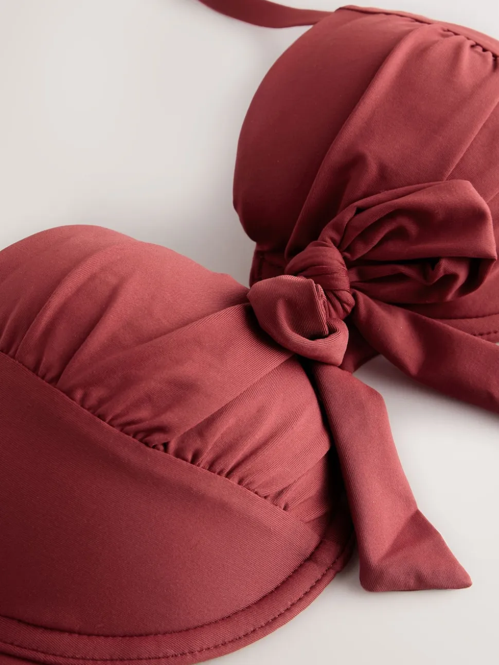 Berry Wine Bow Wired Bandeau Bikini Top