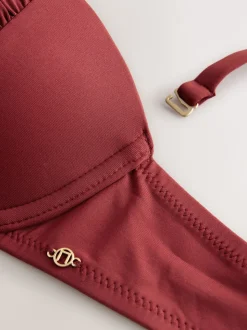 Berry Wine Bow Wired Bandeau Bikini Top