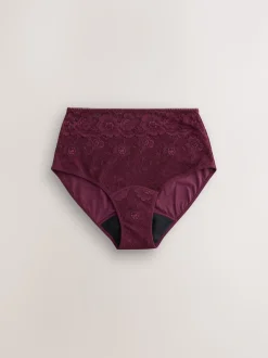 Black / Berry Full Brief All Over Lace Medium Flow Period Knickers 2 Pack