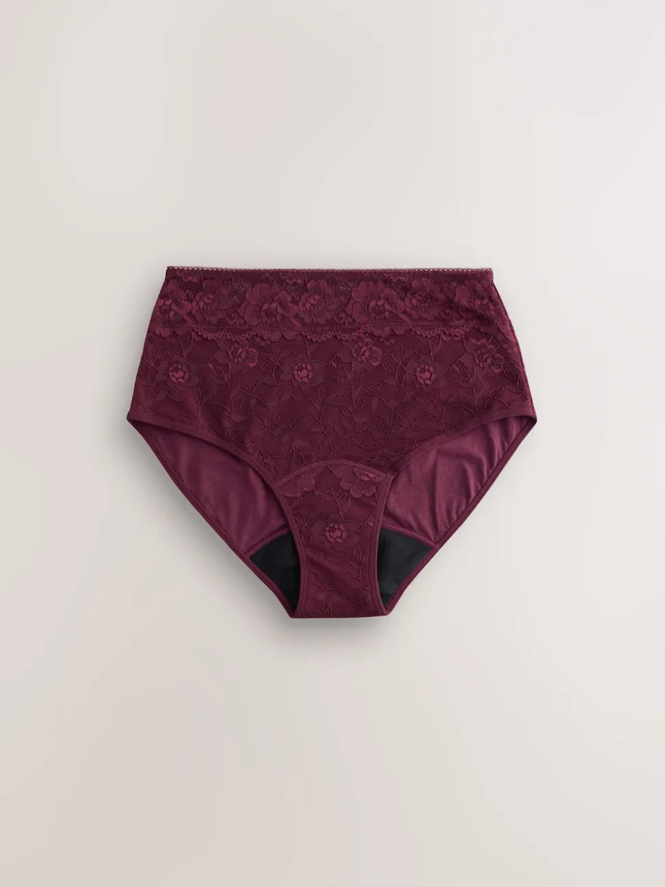 Black / Berry Full Brief All Over Lace Medium Flow Period Knickers 2 Pack