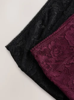 Black / Berry Full Brief All Over Lace Medium Flow Period Knickers 2 Pack