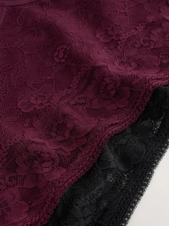 Black / Berry Full Brief All Over Lace Medium Flow Period Knickers 2 Pack