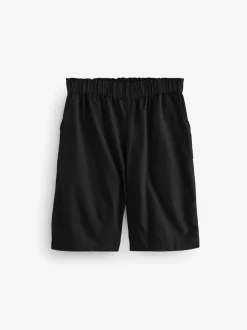 Black 100% Cotton Bermuda Shorts