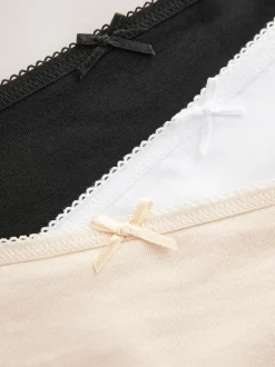 Black / Pastel Rose Nude / White Bikini Cotton Rich Knickers 7 Pack