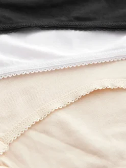 Black / Pastel Rose Nude / White Bikini Cotton Rich Knickers 7 Pack