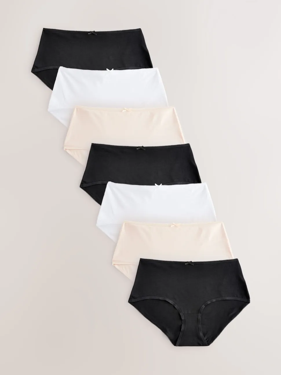 Black / Pastel Rose Nude / White Midi Cotton Rich Knickers 7 Pack
