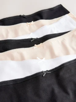Black / Pastel Rose Nude / White Midi Cotton Rich Knickers 7 Pack