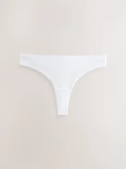 Black / Pastel Rose Nude / White Thong Cotton Rich Knickers 7 Pack