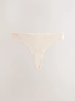 Black / Pastel Rose Nude / White Thong Cotton Rich Knickers 7 Pack