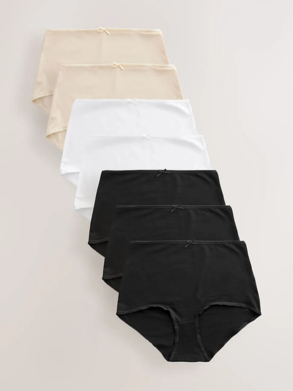 Black / Pastel Rose Nude / White Full Brief Cotton Rich Knickers 7 Pack