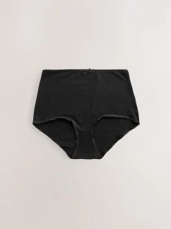 Black / Pastel Rose Nude / White Full Brief Cotton Rich Knickers 7 Pack
