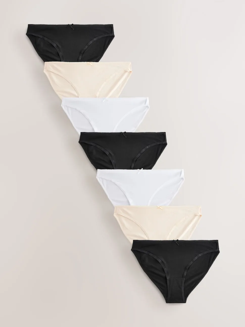Black / Pastel Rose Nude / White High Leg Cotton Rich Knickers 7 Pack