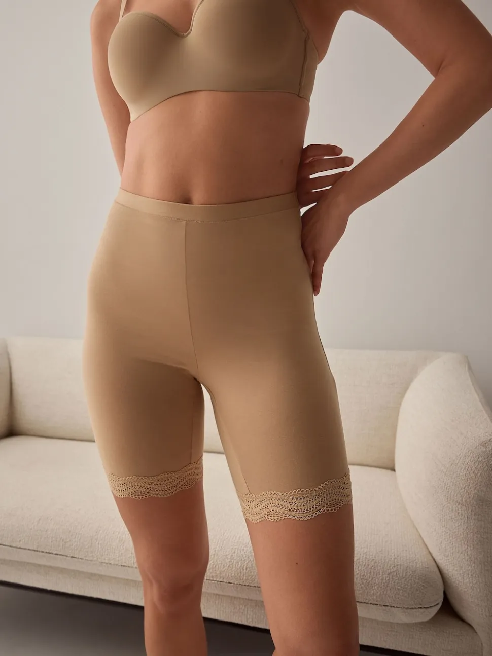 Black / Pastel Rose Nude Cotton Blend Anti-Chafe Shorts 2 Pack