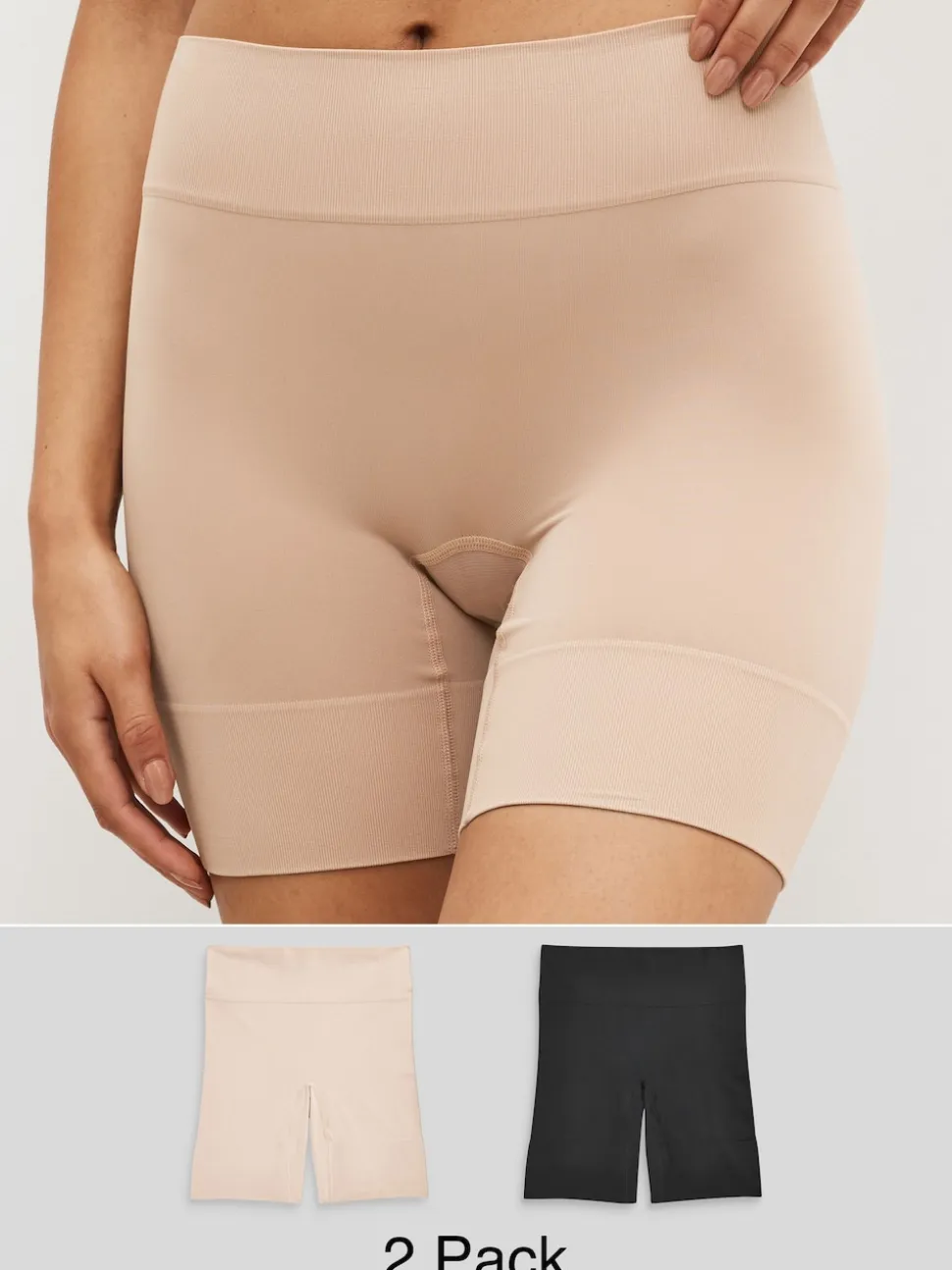 Black / Pastel Rose Nude Seamless Smoothing Anti-Chafe Shorts 2 Pack
