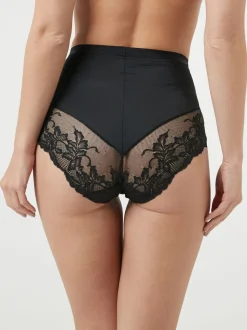 Black / Praline Nude Print Tummy Control Shaping Lace Back Brazilian Knickers 2 Pack